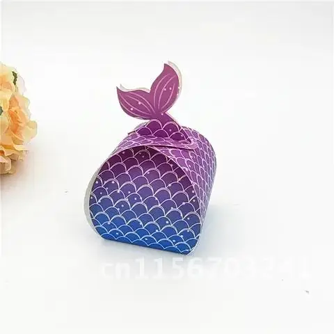 10 Pieces Little Mermaid Tail Paper Candy Box Gift Bags Popcorn Boxes Kids Birthday Party Decoration Baby Shower Supplies