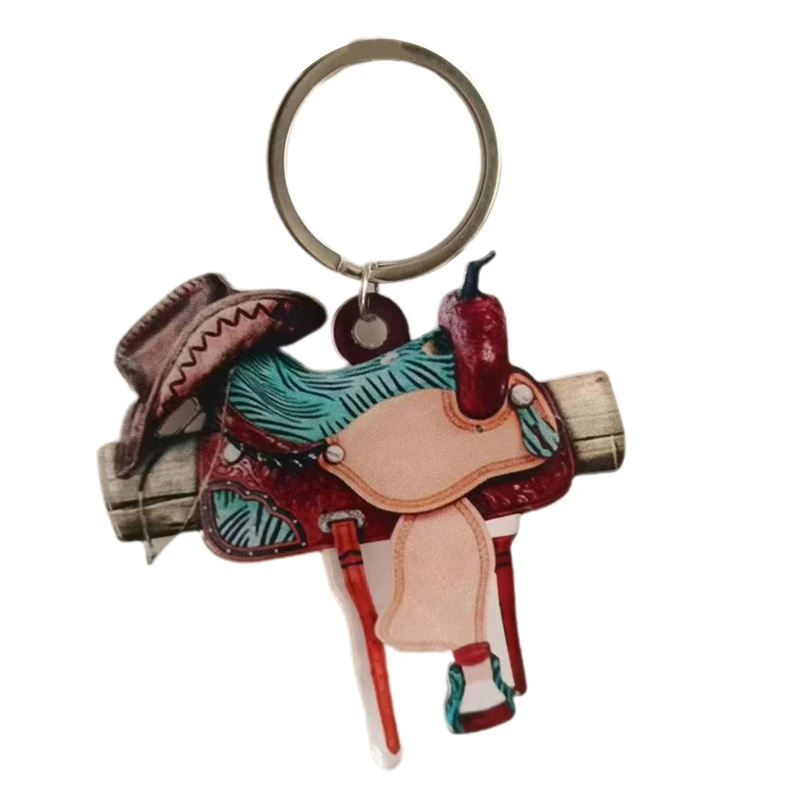 Saddle Acrylic Car Pendant Keychain Hanging Charms Acrylic Horse Saddle Car Ornament Rearview Accessory for Horses Lover