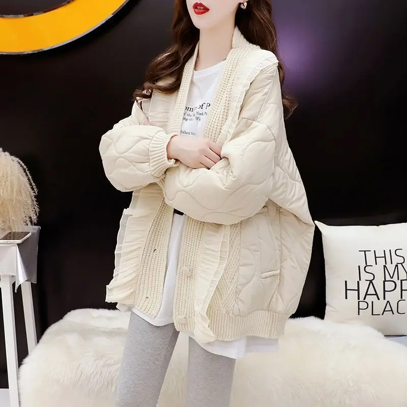 #4040 Winter Cardigan Coat Women Single Breasted Sweater Coat Female Split Joint Ruffles Thick Warm Vintage Sweater Cardigan 