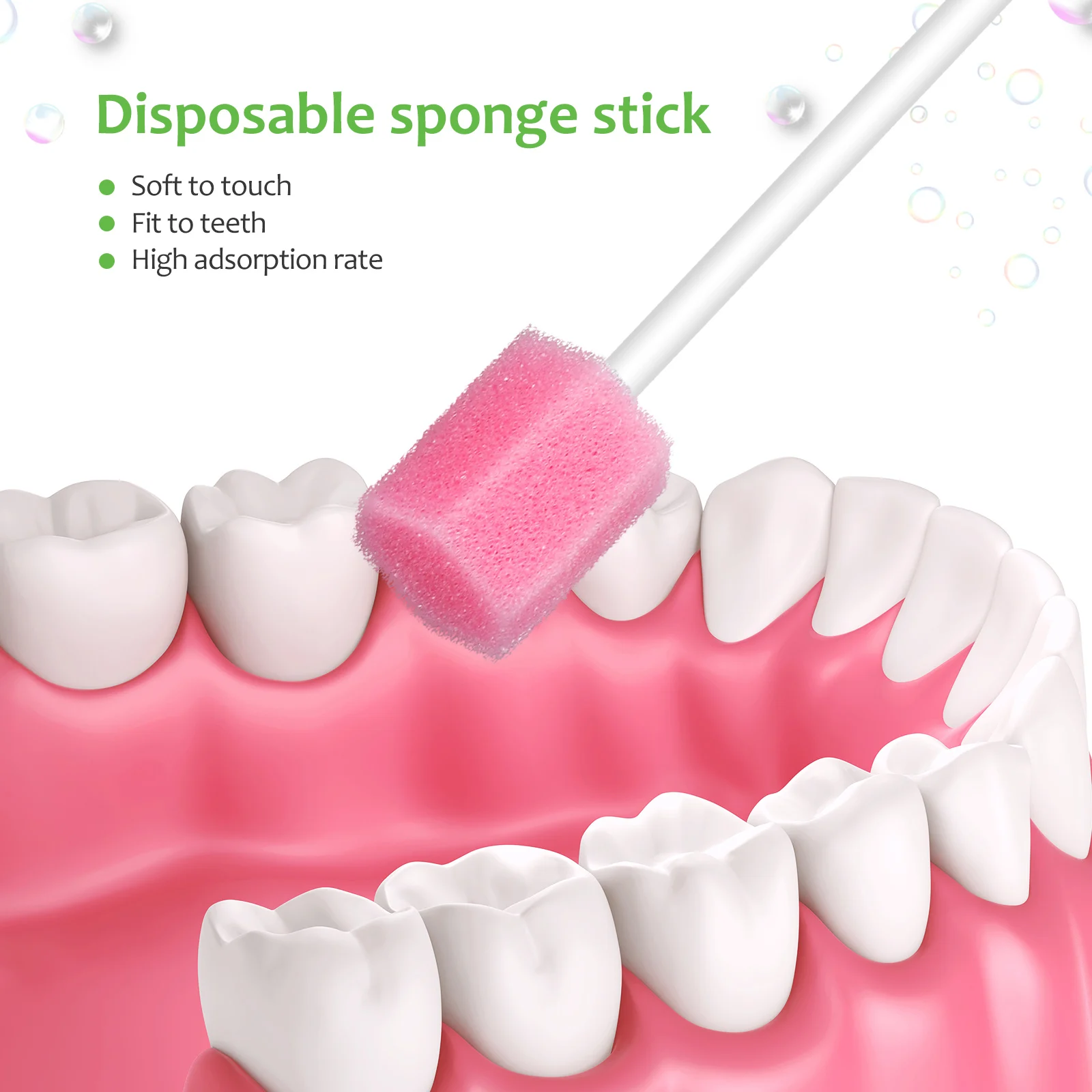 

250 Pcs Pink Hexagon Disposable Oral Care Sponge Swabs Mouth Cleaning Dental Swabs High Water Absorption