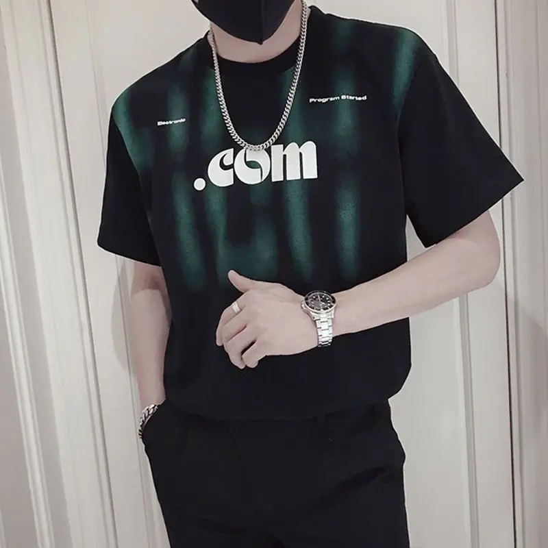 Fashion Printed O-Neck Letter Tie Dye T-Shirt Men's Clothing 2023 Summer New Oversized Casual Pullovers Short Sleeve Tee Shirt