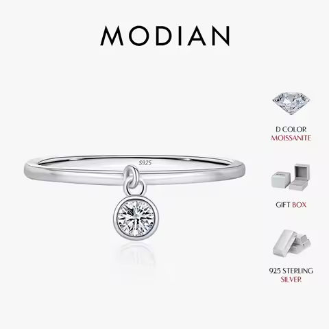 MODIAN D Color Round Moissanite Ring 925 Sterling Silver Small Charms Sparkling Finger Rings For Women Wedding Jewelry Gift