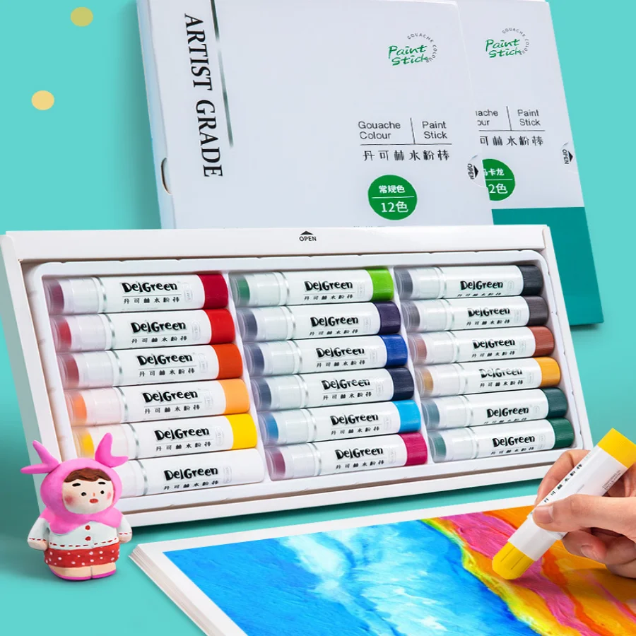 12/18/24 Color Soft Solid Gouache Paint Sticks Drawing Graffiti Art Crayons Washable for Kids Students Artists Painter