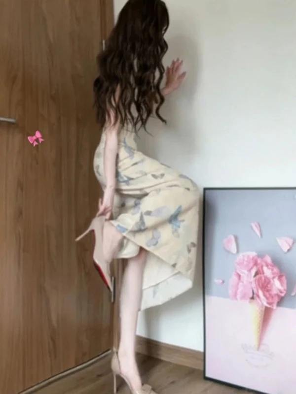 

Новый комплект из двух предметов: кардиган и юбка миди с ретро-принтом в улучшенном китайском национальном стиле