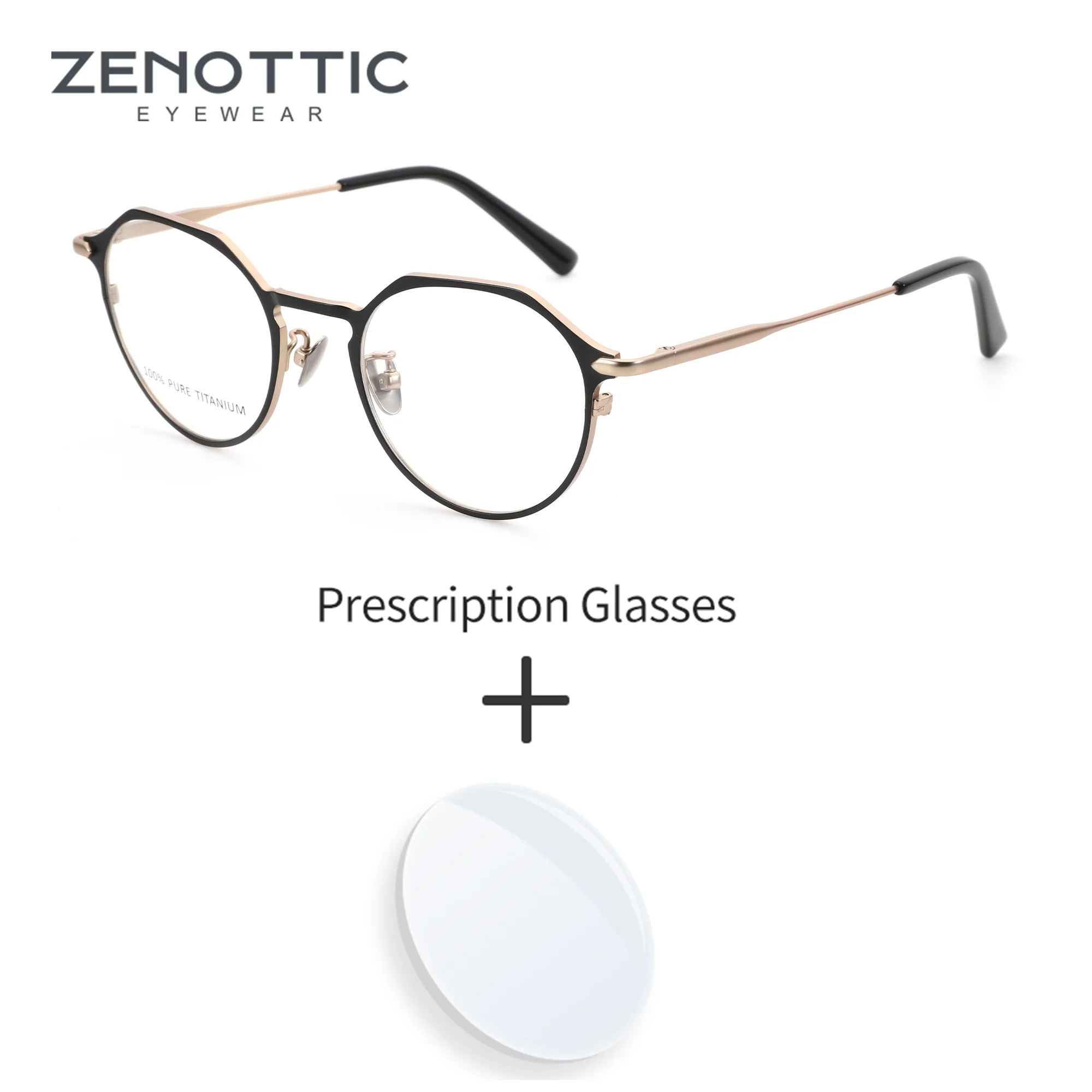 

ZENOTTIC L Size Pure Titanium Round Optical Lenses With Prescription Myopia Photochromic Glasses Man Women Progressive Lenses