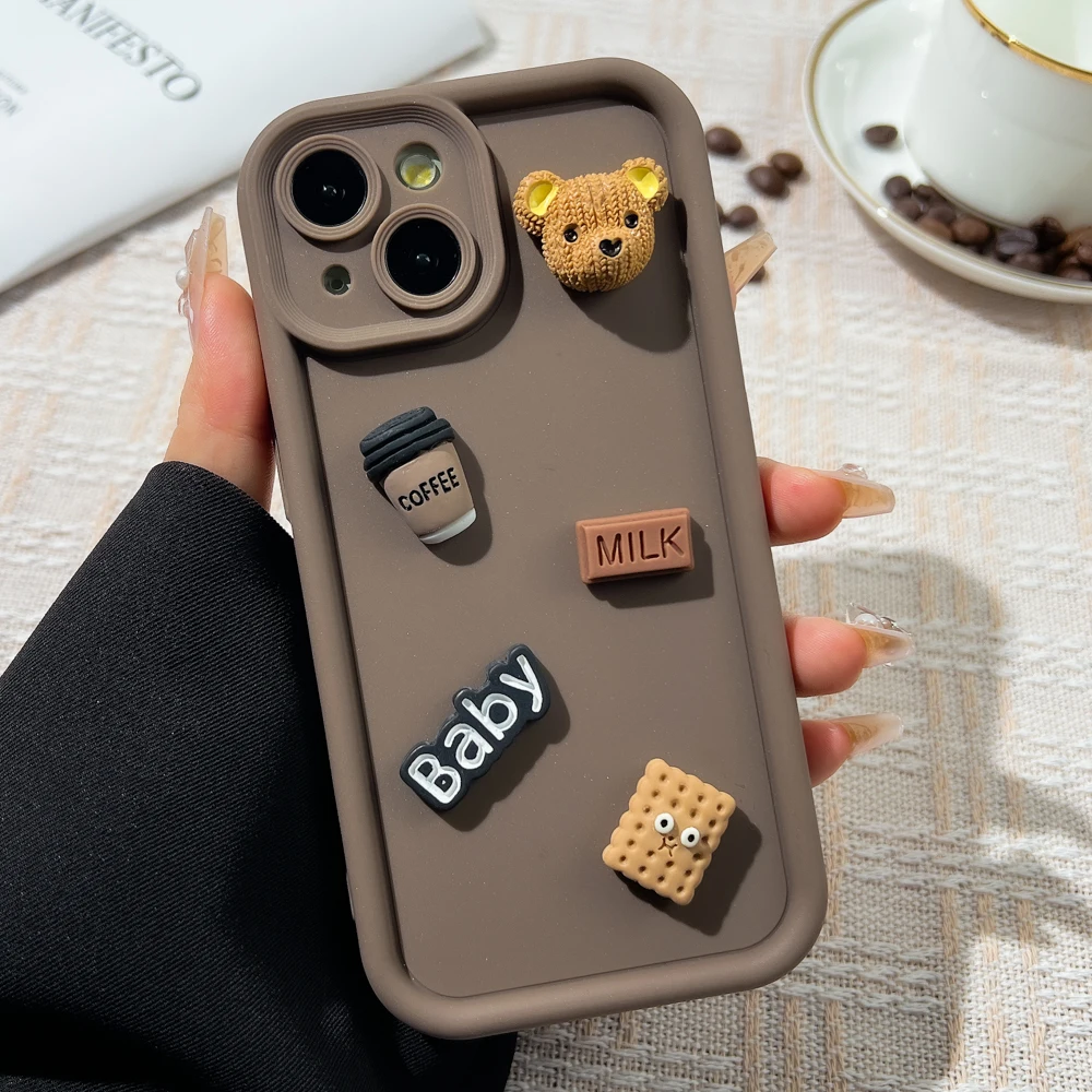 

DIY Bear Coffee Soft Silicone Case For Xiaomi Redmi Note 13 Pro 5G 12 11 Pro Plus 10 9 12s 11s 10s 9s 9T Poco X5 X6 Pro 5G Cover