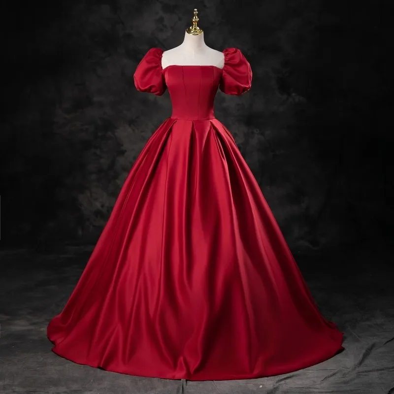 Simple Luxury Ball Gown Vintage Wine Red Satin Vestidos De Quinceaneras Elegant Long Classic Vestido De Debutante Customized