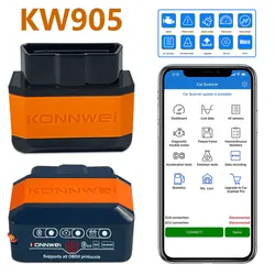 KONNWEI KW905 OBD2 ELM327 V1.5 Bluetooth 5.0 Scanners For Android/IOS ELM 327 OBD 2 Car Diagnostic Toosl Code Readers