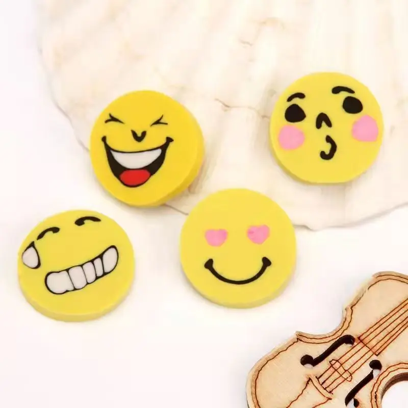 Yellow 1 Inch Fun Emoticon Smiley Face Round Erasers (60 Pack) 1