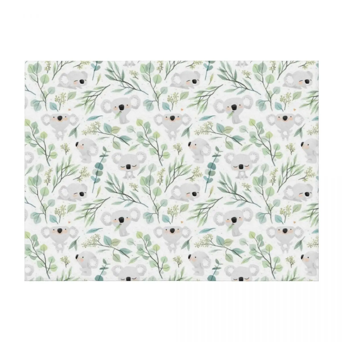 

Koala and Eucalyptus Pattern Throw Blanket Picnic halloween Personalized Gift For Decorative Sofa Blankets