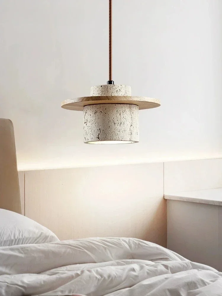 

Japanese style bedroom bedside chandelier, bar counter, vintage front desk, retro creative cream lighting fixtures