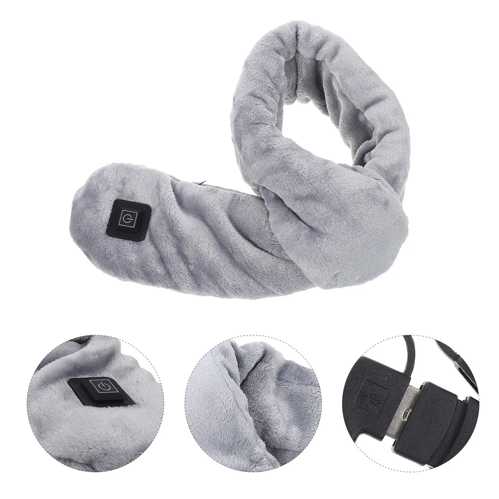 

USB Heating Scarf Rechargeable Heated Winter Grey Short Warm Men and Women