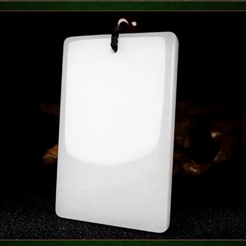Natural Xinjiang Hetian Suet Golden Silk Jade Peace Brand Pendant Unisex Jewelry Holiday Gift