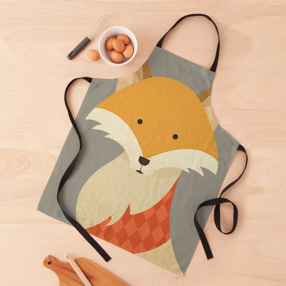 

Retro Red Fox Apron Bib For Kitchen Kitchen Front