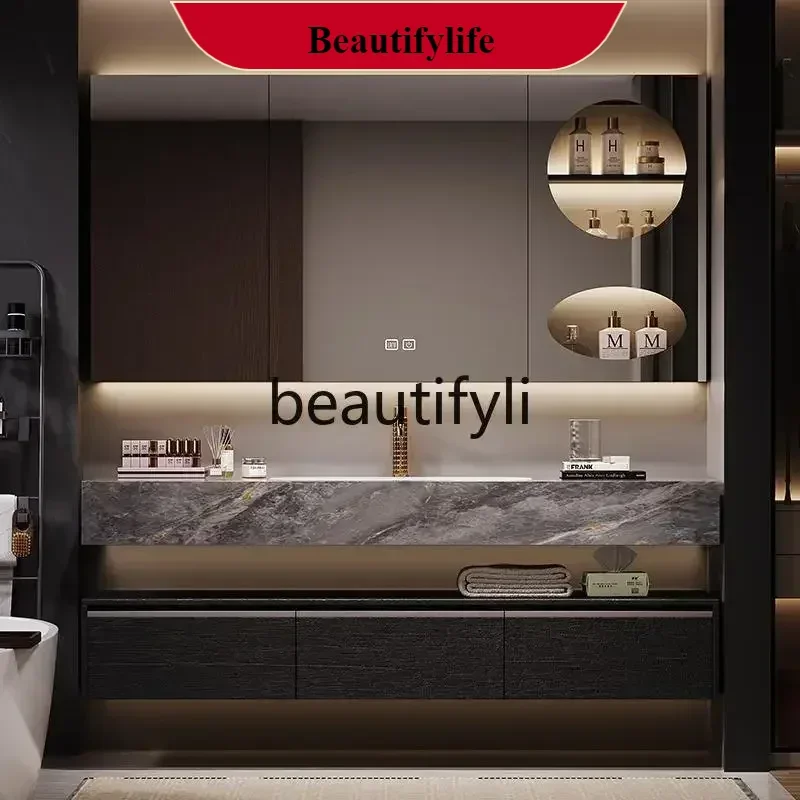 

A185 smt14 New Arrivals Bathroom cabinet combination luxury stone seamless ceramic integrated basin rock slab toilet hand wash b