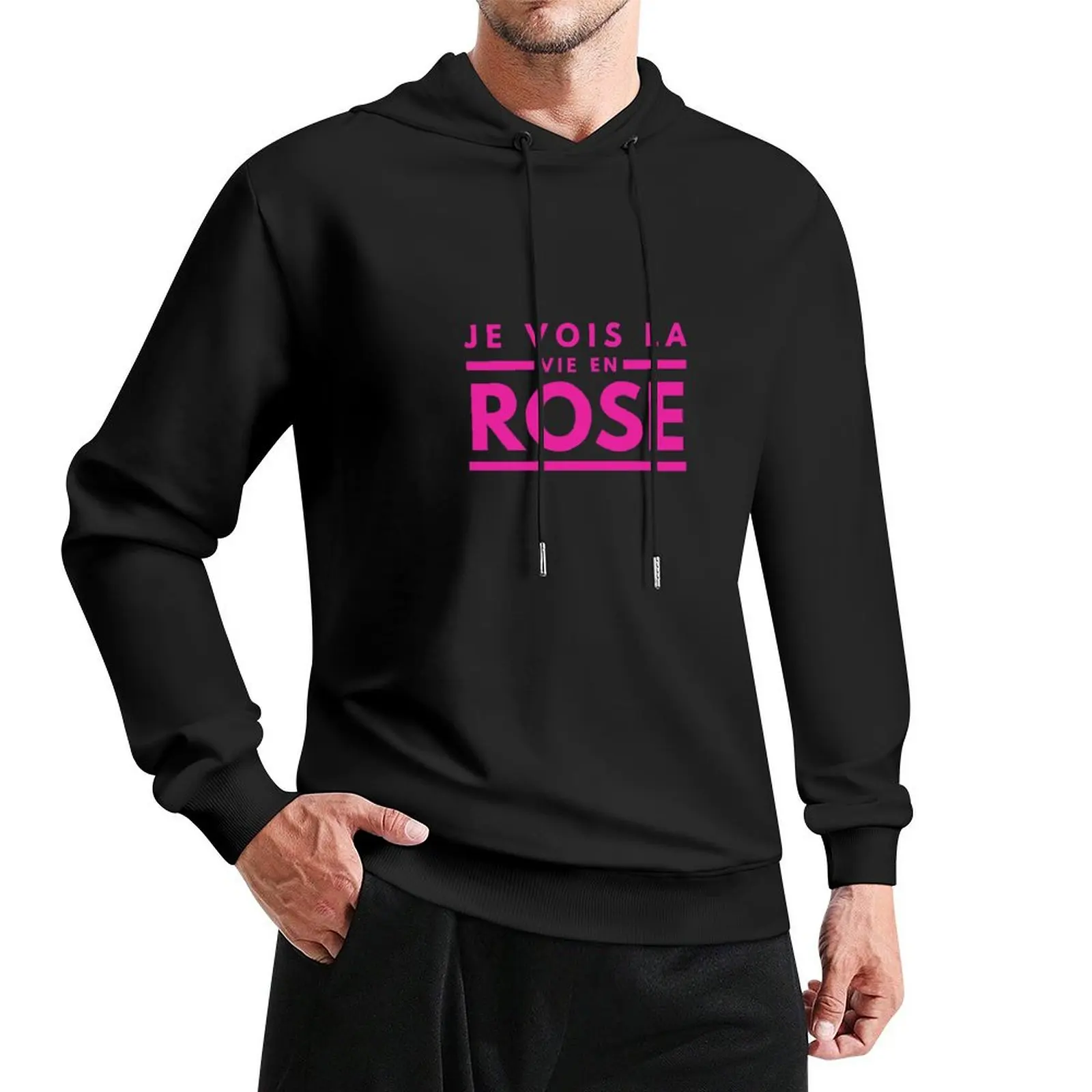 Je vois la vien en Rose Pullover Hoodie mens clothing oversized hoodie