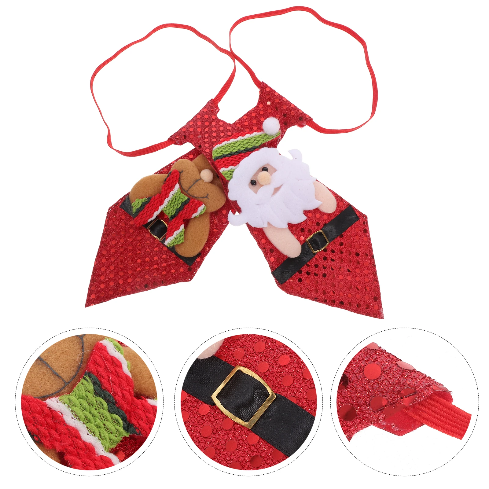 

2pcs Christmas Necktie Costume Accessory Festive Holiday Party Decoration For Adults Santa Fawn Design