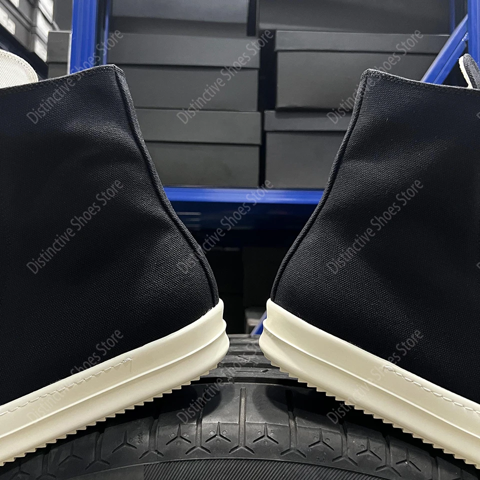 

Brand Men Ro Shoes Casual High Top Women Sneakers Quality Black Ankle Boot Designer Zipper Metal Hole Luxury Laces Canvas Shoes