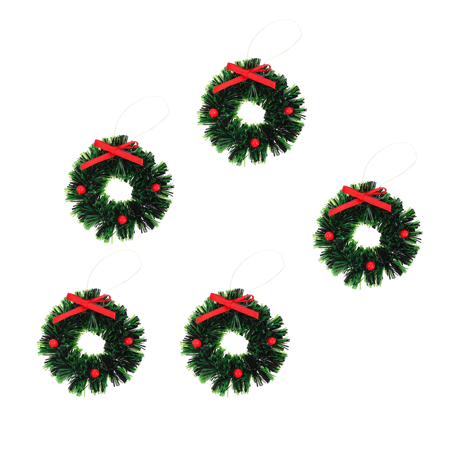 

5 Pcs Christmas Wreath Mini Ｍiniature Ｗreath Cake Miniature Wreaths Pretend Toys Plastic Decoration Dollhouse Hanging