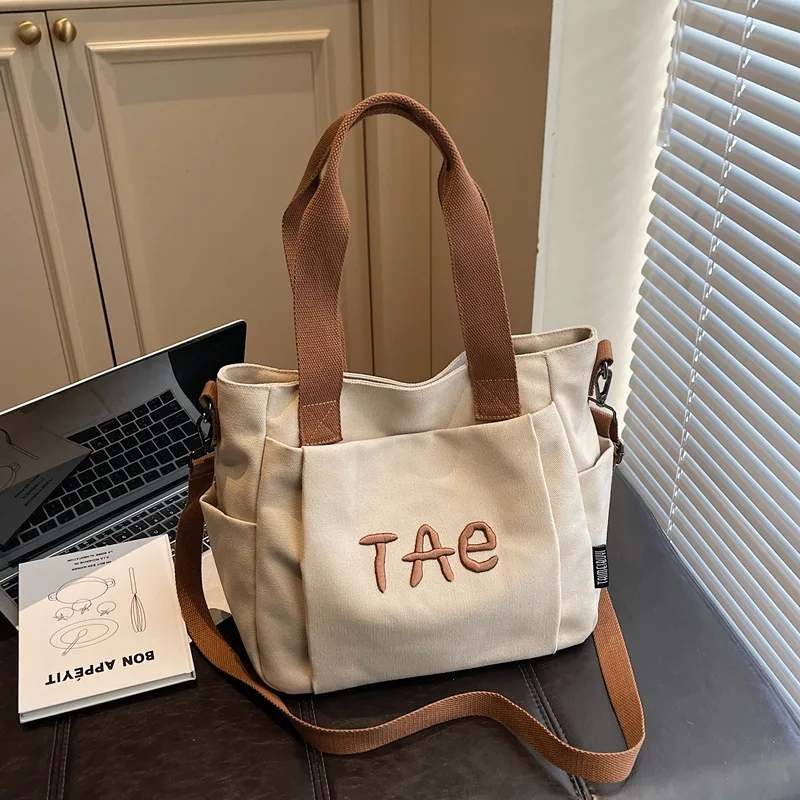 

Новая утолщенная холщовая сумка через плечо для женщин: модная, простая, вместительная, для повседневных поездок и удобного хранения