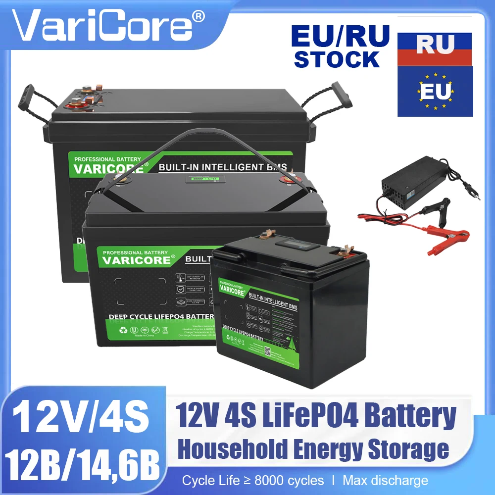 

12V/12.8V 340Ah 200Ah 310Ah 180ah LiFePO4 battery Lithium iron phospha For Inverter RV Camping Off-Road Solar Wind 14.6V Charger