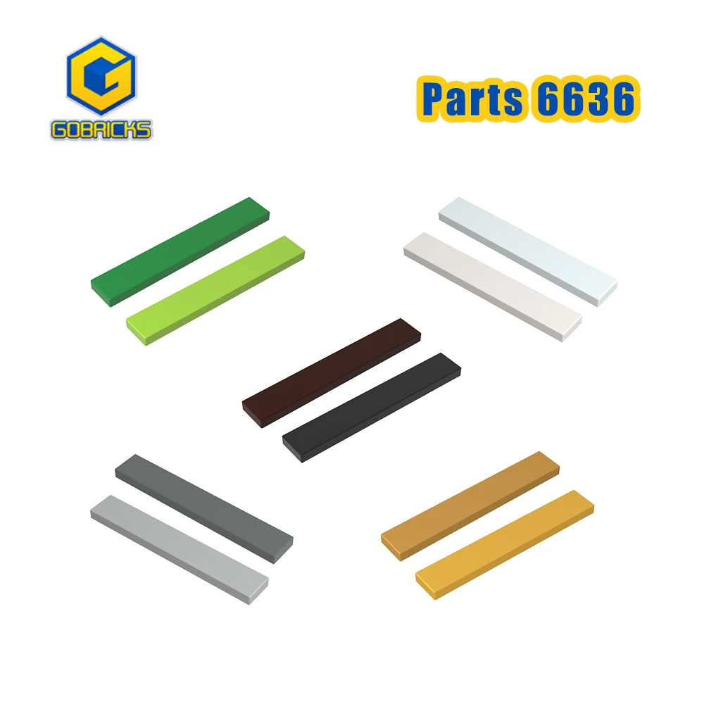 Gobricks 50pcs 6636 MOC Mixed Color Tile 1 x 6 with Groove Parts Grey Compatible DIY Assmble Building Blocks Creative High-tech