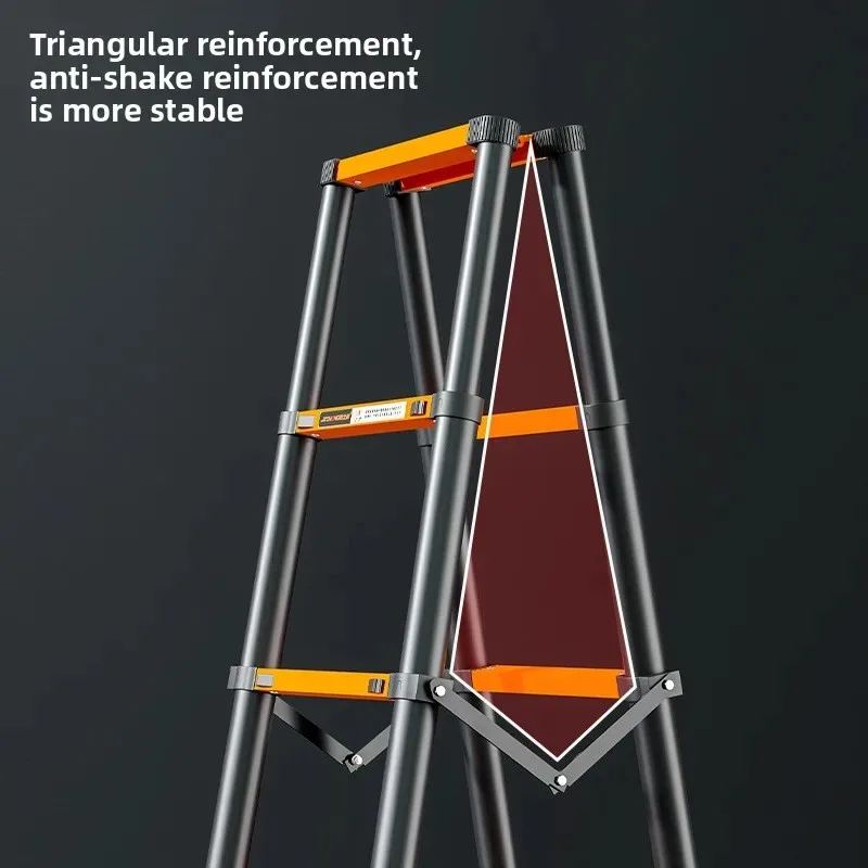 Thickened Carbon Steel Telescopic Ladder Multifunctional Herringbone Ladder Bamboo Ladder Lifting Folding Engineering Staircase