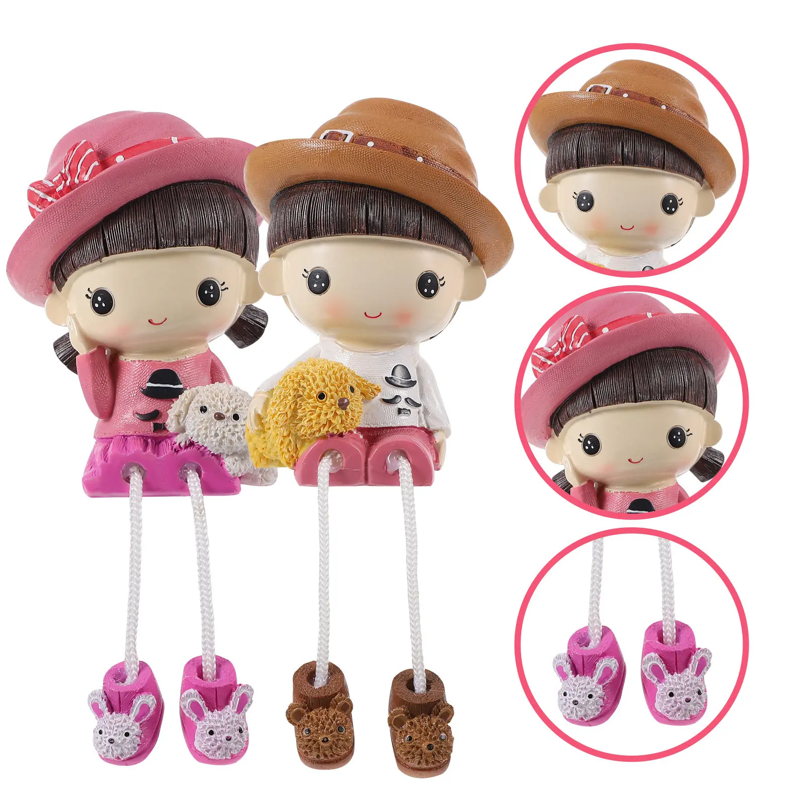 

2Pcs Couple Resin Decorations Exquisite Hand-Painted Artistic Crafts for Living Room Bedroom Desktop Adornments Romantic Gifts