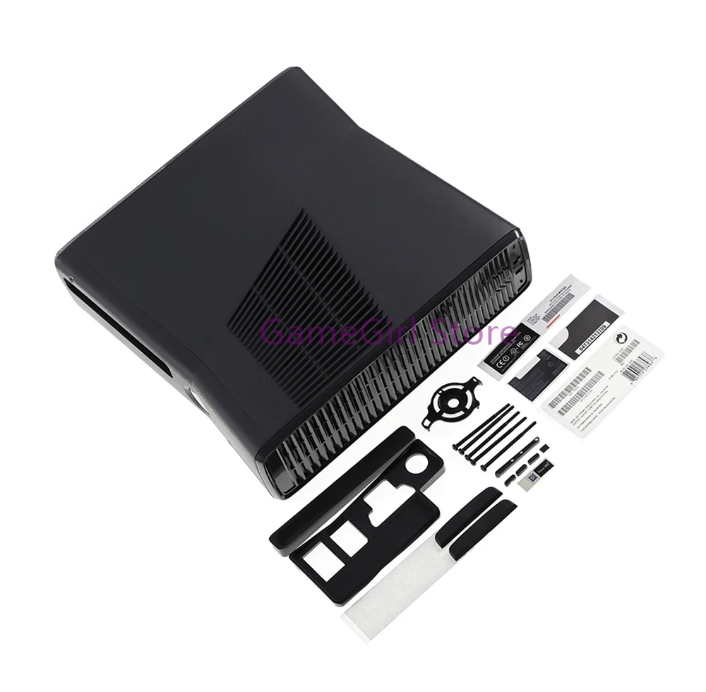 1Set For XBOX 360 Slim Full Set Black Housing Shell Case Protective Cover with Screws For XBOX360 E Console view 2