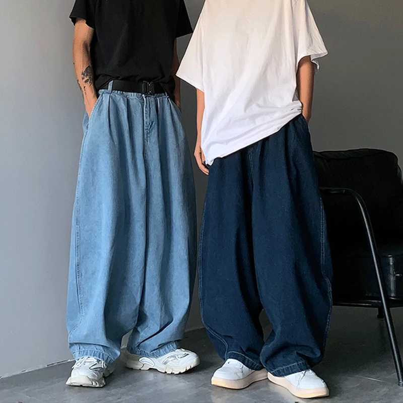 INS Japanese Wide Leg Denim Daddy Pants Men Fashion Loose Casual Street Jeans Hip-hop Pants Oversizet Versatile Trousers Unisex