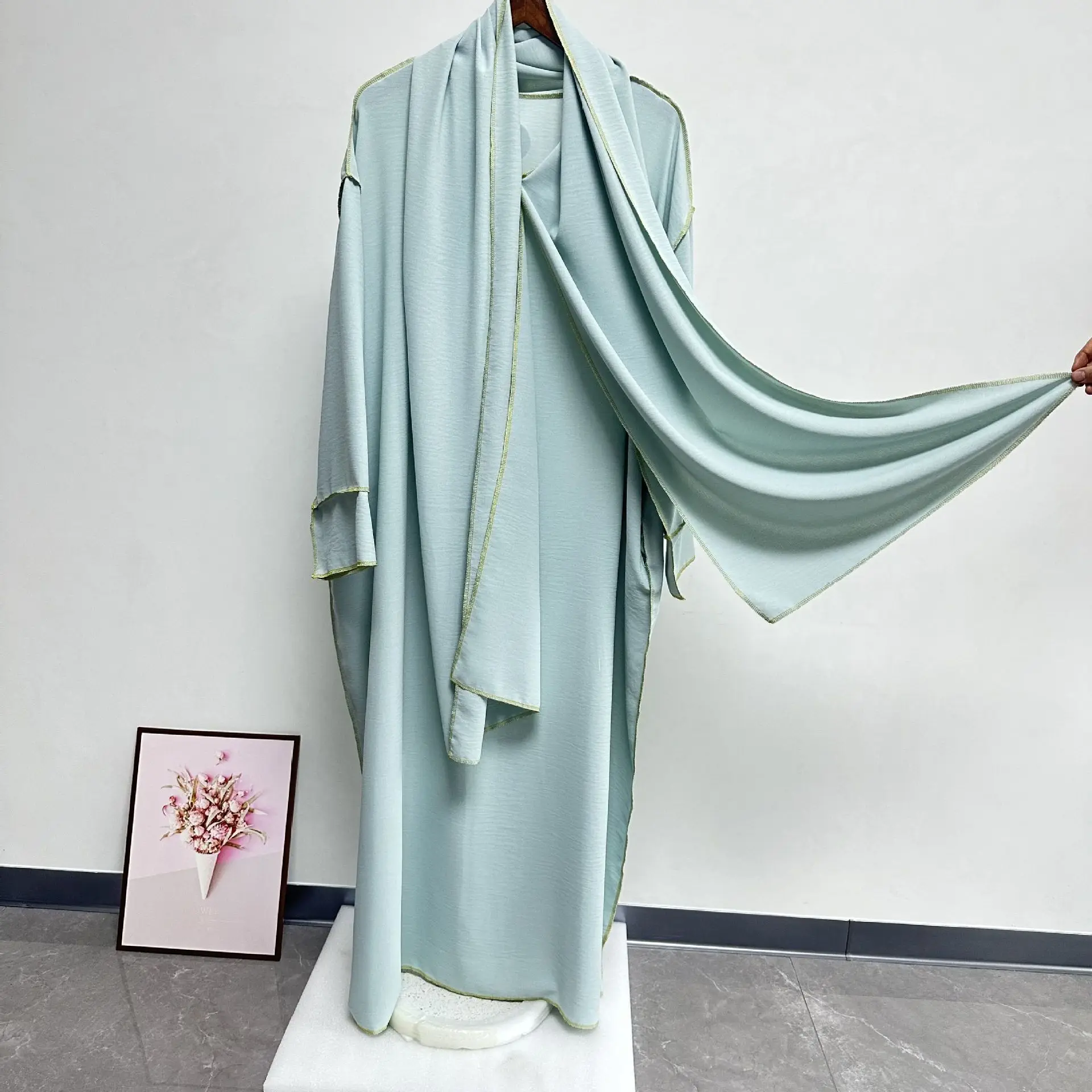 Ele dames ample or Tead Dr avec écharpe et kets Faionable longue Robe K05 vêtements ethniques transfrontaliers pour femmes