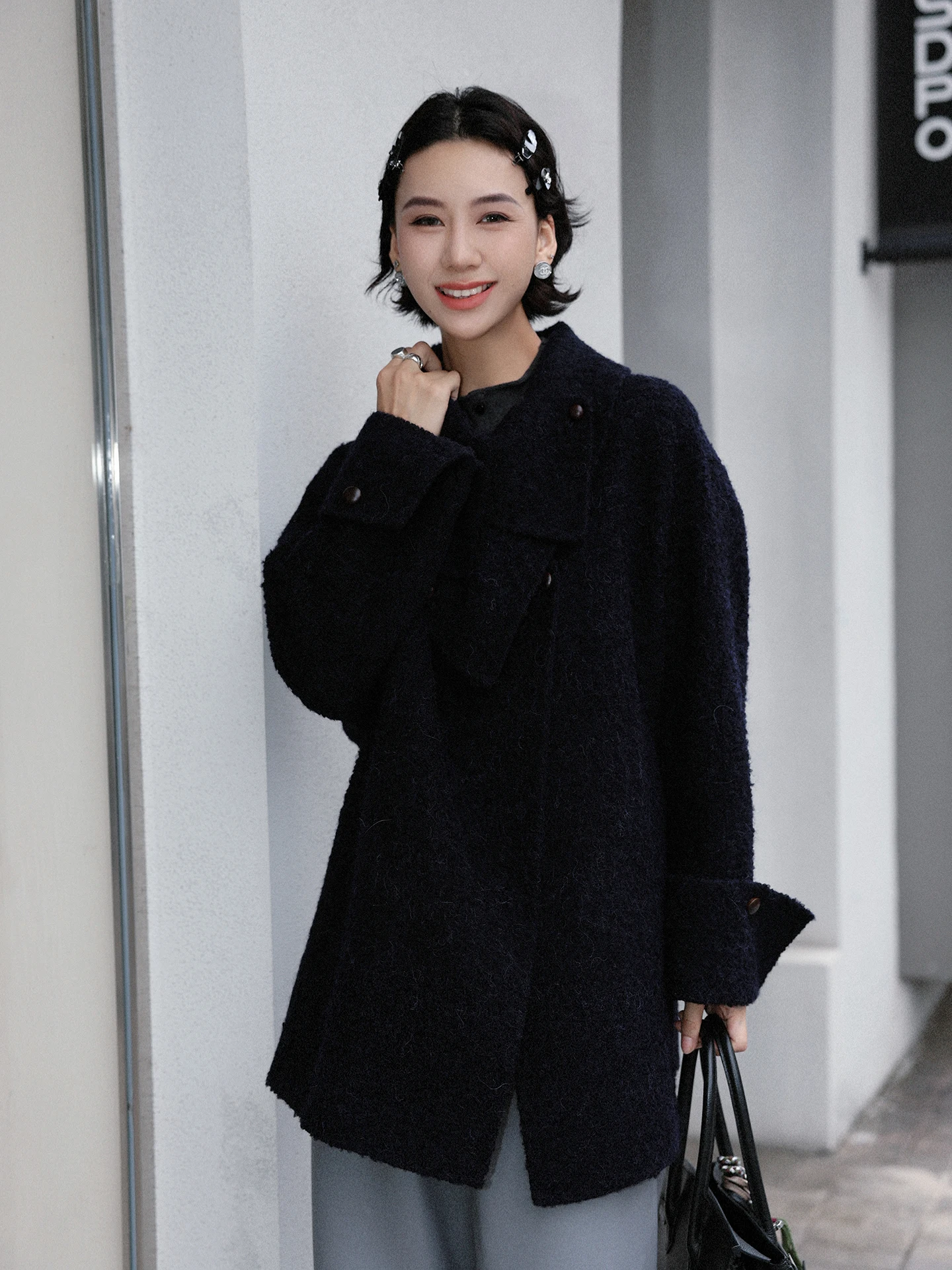 

TT f Sugar Mocha Woolen Coat Medium Length Autumn Winter New Sle Women's Woolen Jaet Street Sle Thiened