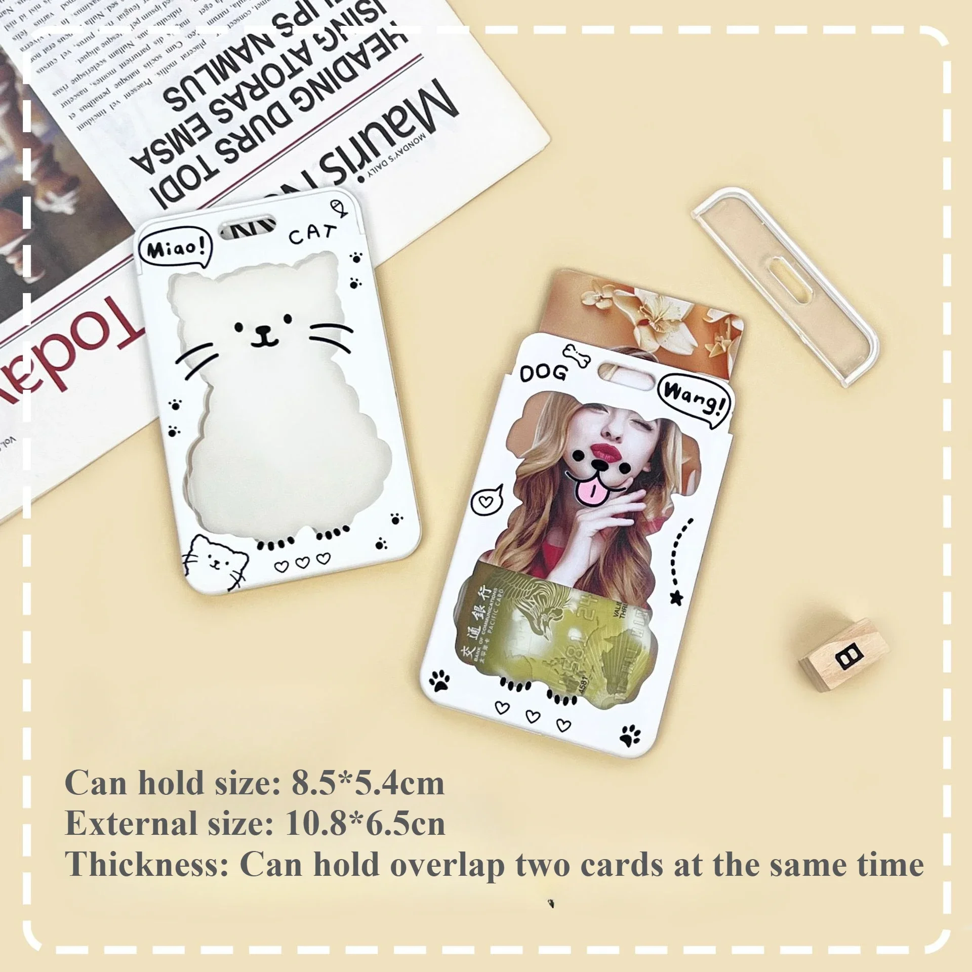 Imagem -05 - Cute Cartoon Beat Cat Cachorro Titular do Cartão de Identificação Ins Student Bus Subway Bank Card Case Protective Girl K-pop Photocard Titular