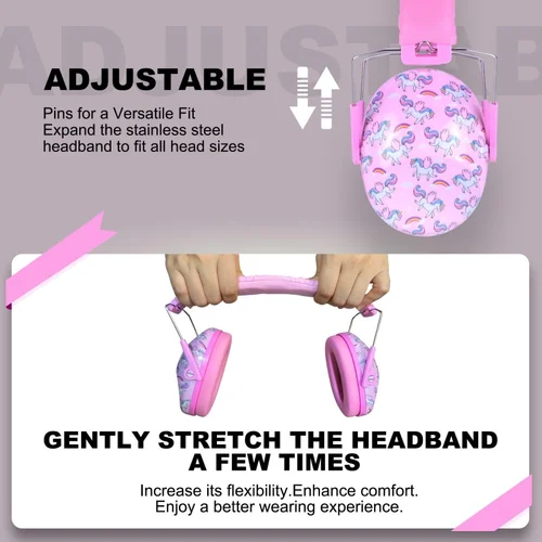 Imagen 2 del producto PROHEAR, protección auditiva de seguridad para niños, orejeras pasivas con cancelación de ruido para autismo, niños pequeños, lectura NNR, orejeras rosas de 25dB