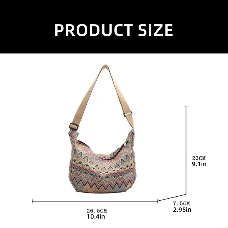 حقيبة Crossbody للنساء والبنات Canvas على الطراز البوهيمي محفظة الكتف الكتف الكبيرة للتسوق والعمل 20ca #6