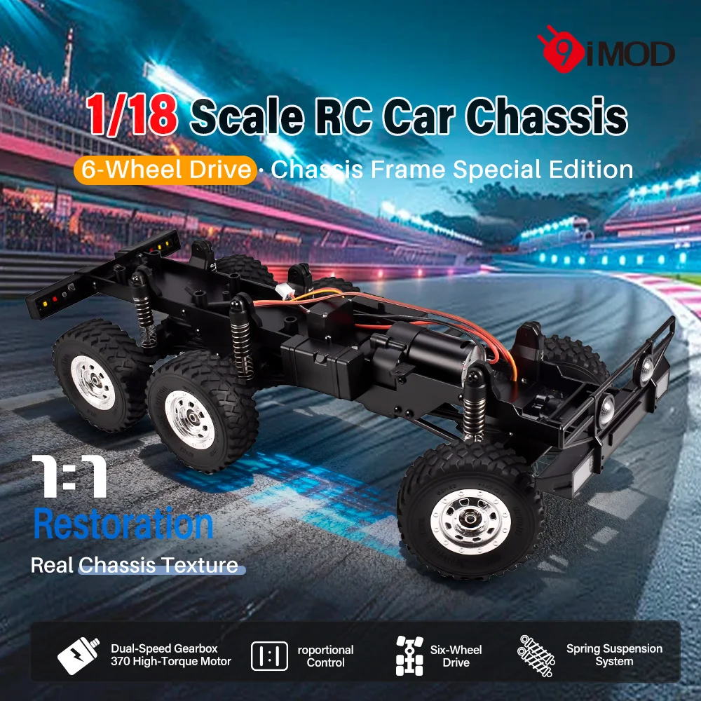 9IMOD 1/18 RC Car Frame RC Car Chassis Frame 6 Wheel Drive Frame For 1/18 Crawler Car