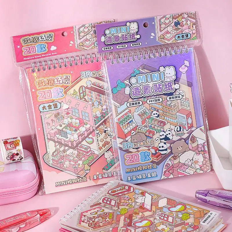 

Miniature Scene Stickers Miniature House Scene Stickers Journaling Paper Crafts Aesthetic Supplies For Kids Relief Stress Pass