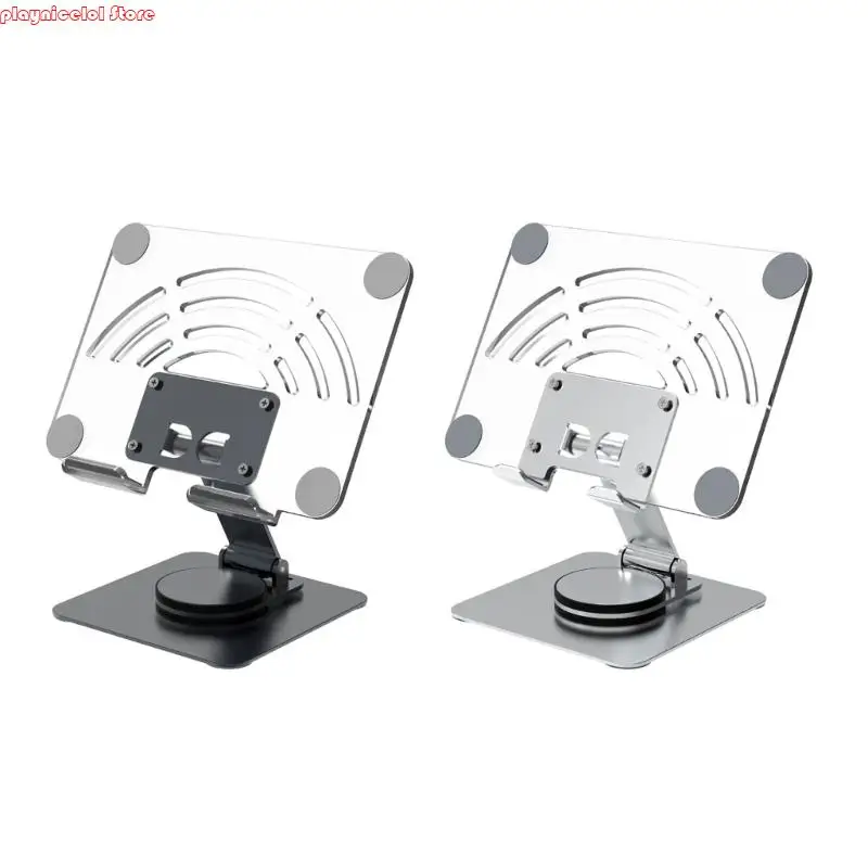 

E8BA Foldable Tablet Stand With 360 degree Rotation Height Adjustment Aluminum Holder For 12.9Inch Devices
