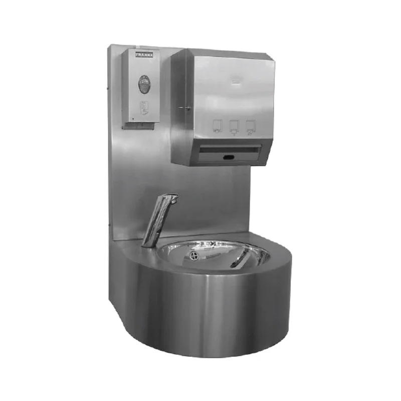 Compact, medical durable wall-mounted, stainless steel wash basin, hospital wash basin
