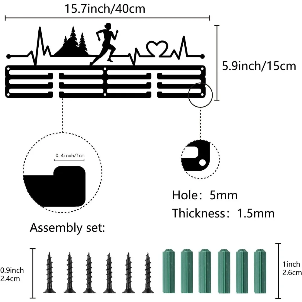 Running Medal Hanger Display Sports Medal Holder Over 60+ Medals Award Iron Holder Rack Frame Wall Mounted Hanging
