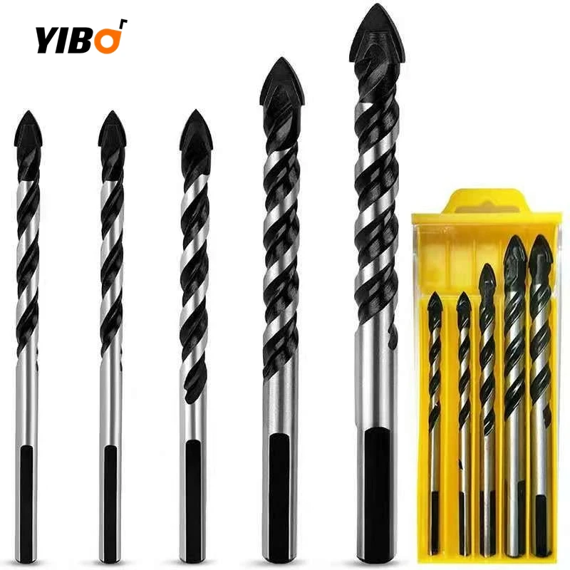 4-12mm Multi-Material Triangle Drill Bit Set For Plastic Wood Stone Tile Concrete Brick Glass 5/6/7/10Pcs