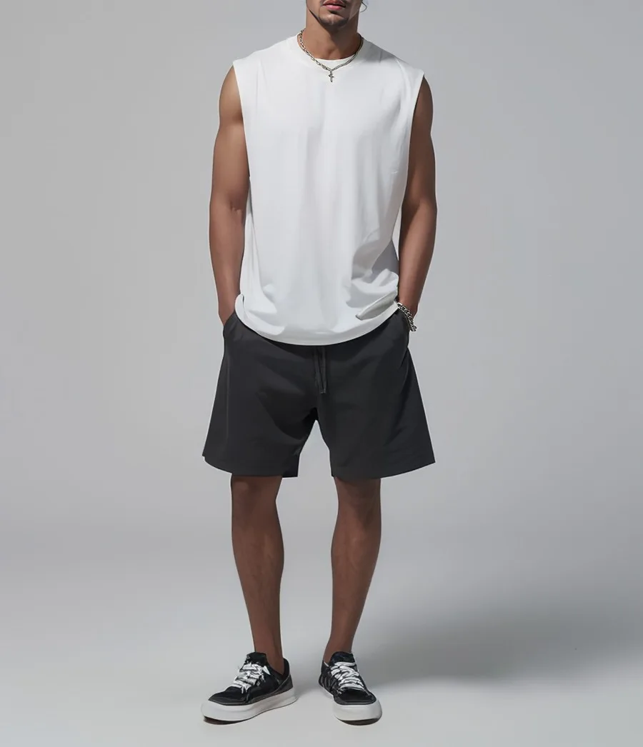 

New Summer Fitness Vests for Men Breathable and Loose Fitting Casual Sleeveless T-shirts Solid Simple Men Tank Tops Gym Clothing