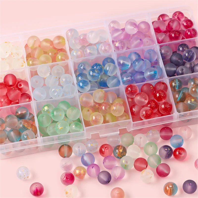 30pcs 10mm Double Color Jelly Result Round Glass Beads Loose Spacer Beads Pattern for Jewelry Making DIY Bracelet Necklace