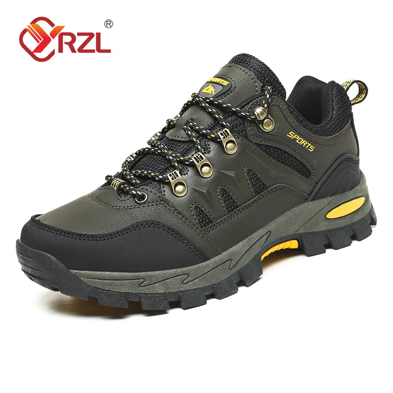

YRZL 2025 Men Adventure Shoes Outdoor Hiking Shoes Non Slip Durable Walking Shoes for Men Breathable Trail Running Sneakers