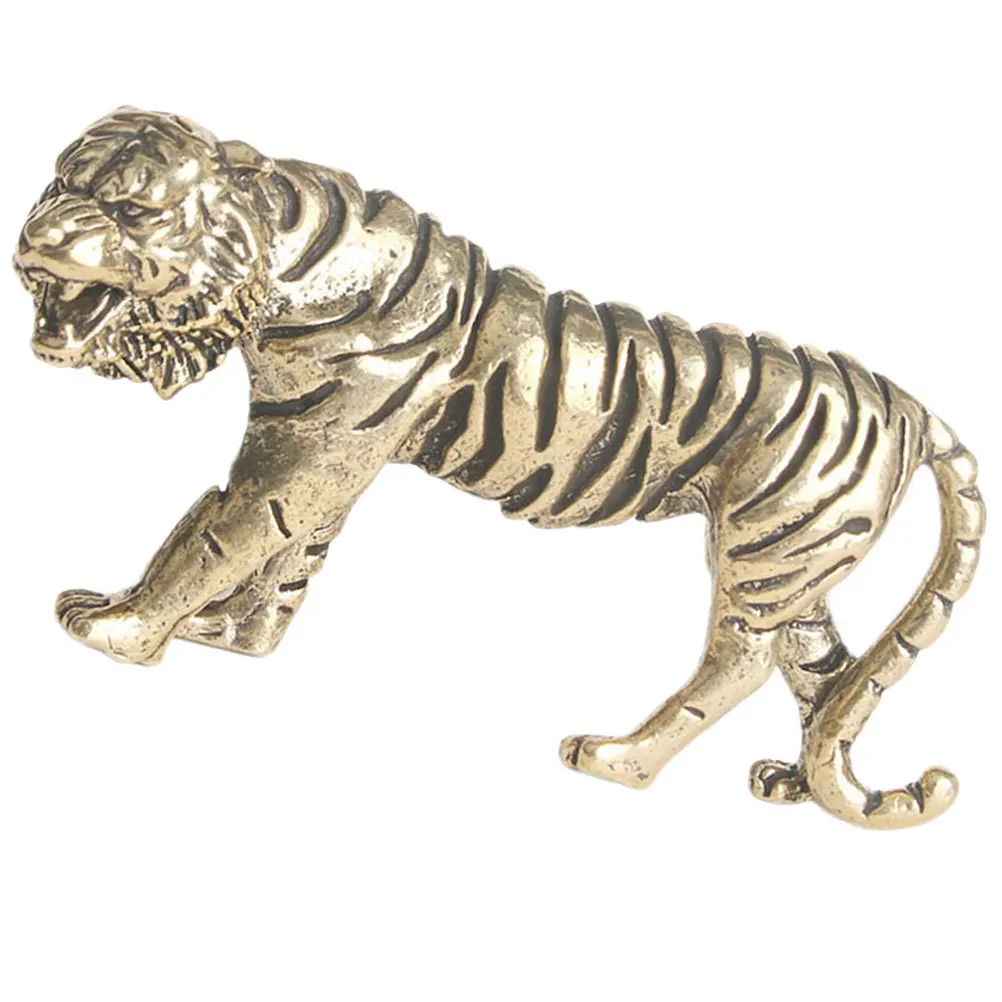 

Brass Tiger Ornament Premium Material Vintage Style Home Office Desktop Decoration Retro Design Decorative Tiger Statue