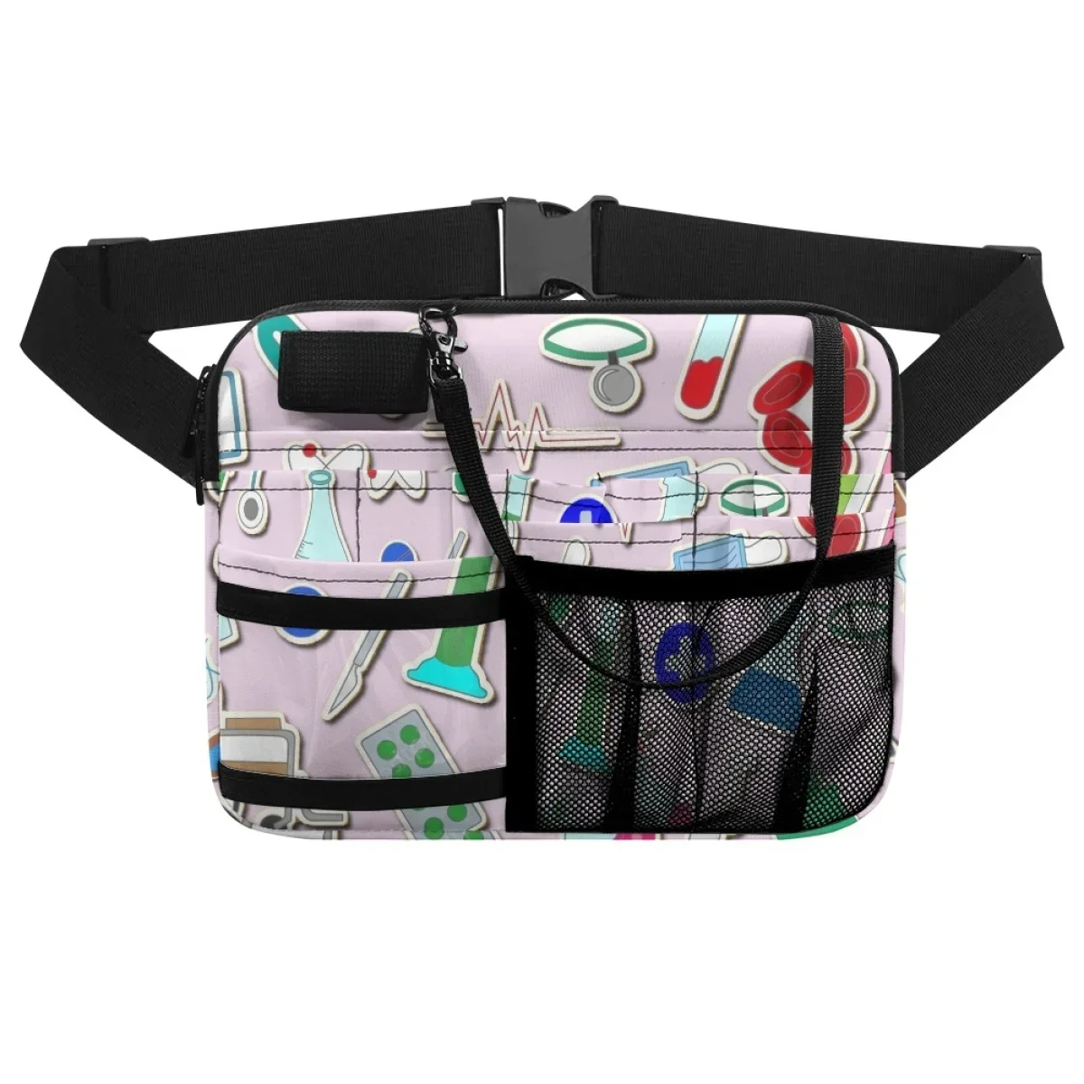 Medical Chemical Tools Printing Waist Bag Multi-Pockets Adjustable Hospital Work Portable Belt Bag For Stethoscope Medicine New