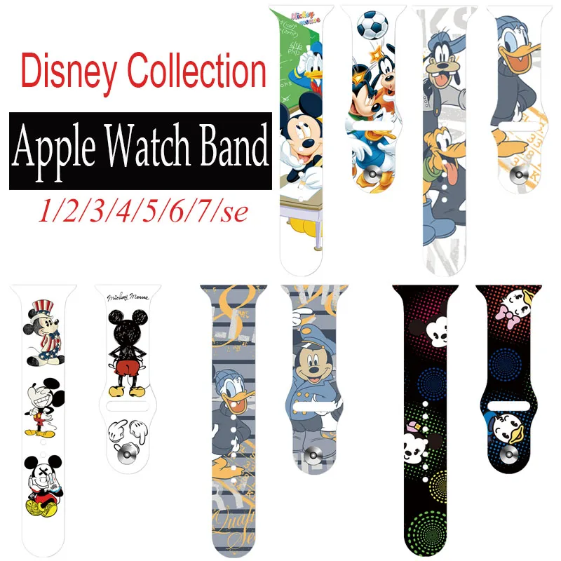 Disney Solo Loop Strap Watch Band 44mm 40mm 38mm 42mm Mickey Minnie Silicone bracelet iwatch 6 5 4 3 SE 7 45mm 41mm