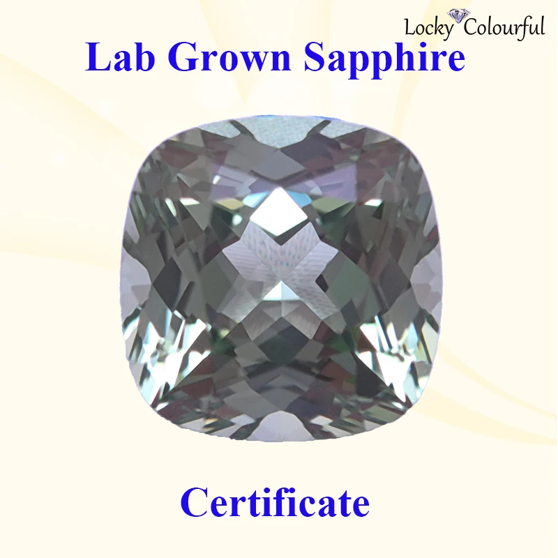 

Lab Grown Sapphire Square Cushion Shape Charm Green Color Beads for Selectable AGL Certificate Jewelry Making Earrings Material