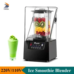 Commercial Smoothie Blender Ice Crushing Machine for Cold Juice Making Smoothies Machine with Soundproof Cover Kitchenware