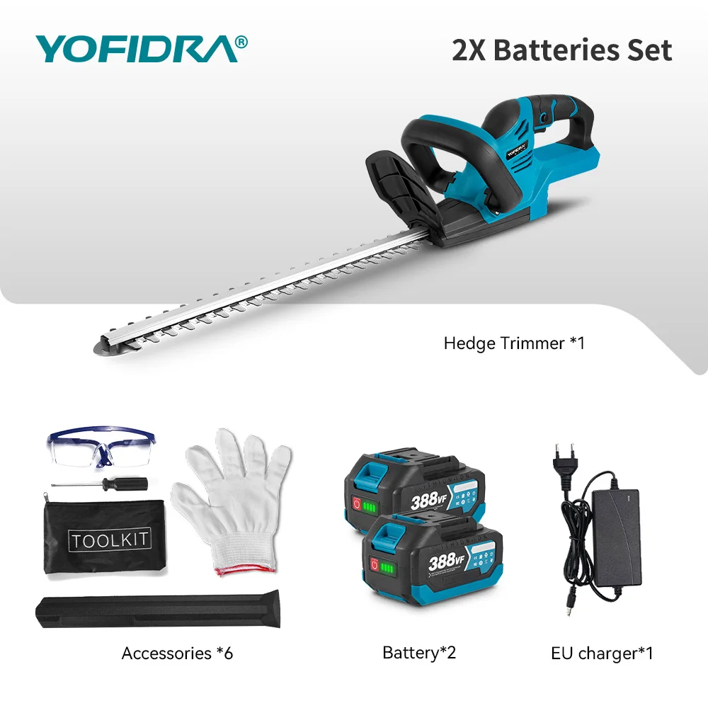 YOFIDRA 2000W 15000RPM Kabelloser Elektrischer Heckenschneider, Baumsäge, Rasenmäher, Garten-Trimmwerkzeug für Makita-Akkus